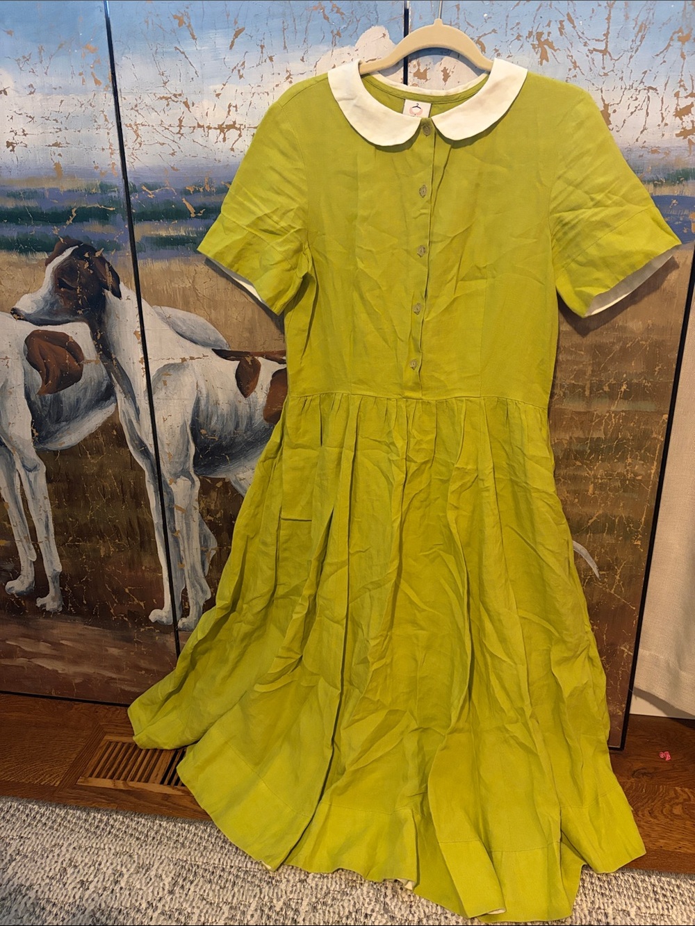 Son de Flor Lime Green Peter Pan Collar Midi Dress
